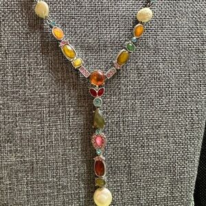 Vintage style Multicolor Gemstone Necklace earrings, and bracelet set #4